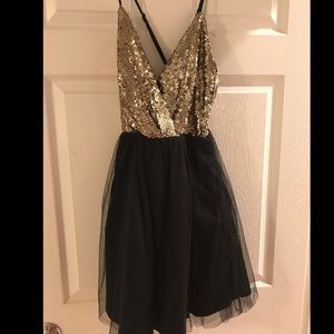 Gold sequined party dress